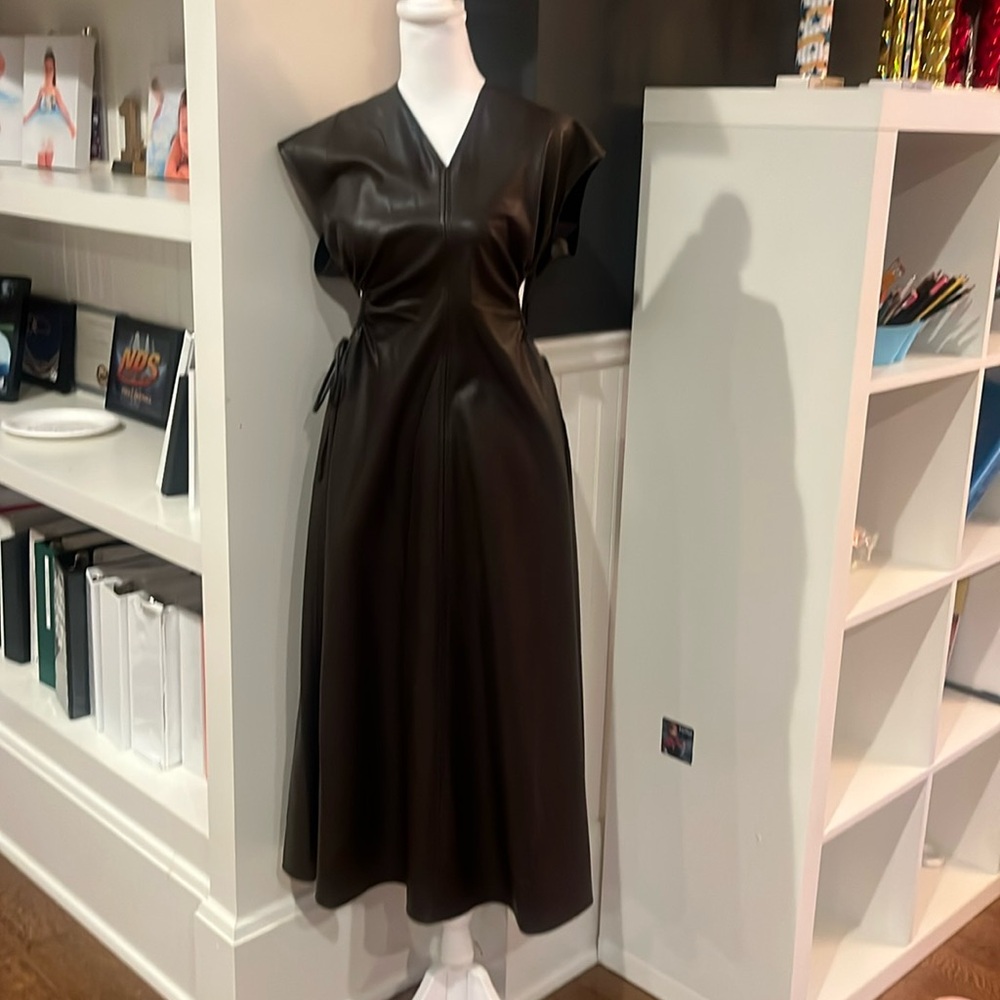ASTR the label brown vegan leather dress